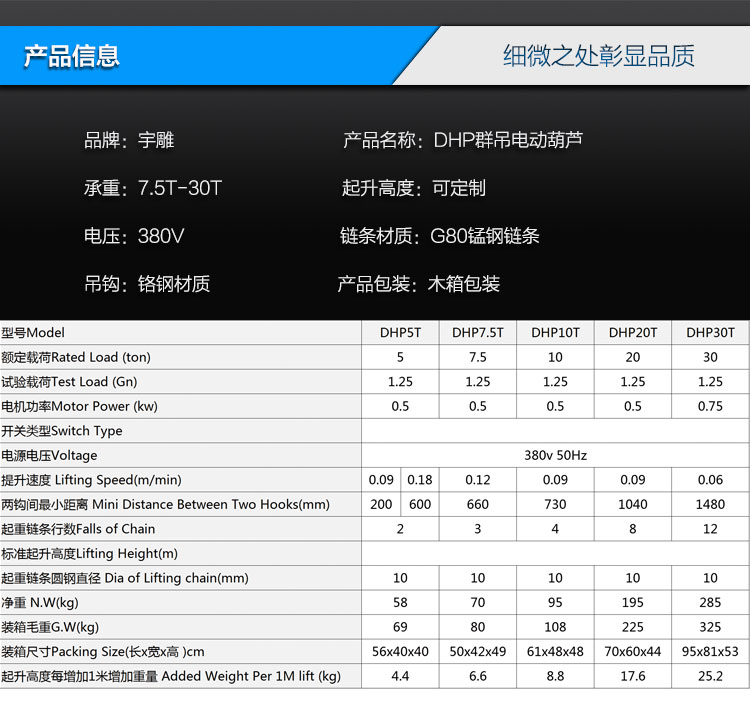 全钢架用爬升电动葫芦产品信息